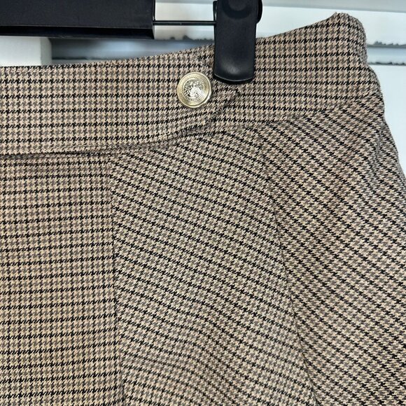 H&M Brown & Beige Houndstooth Pleated Mini Skirt - Medium - Picture 4 of 11